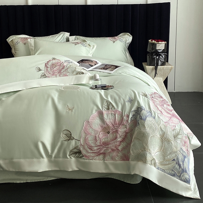 91家纺网 家纺一手货源 找家纺 优悦生活馆 2025新疆长绒棉花迹四件套【控价领券后标准不低于268】 花迹-麦田绿