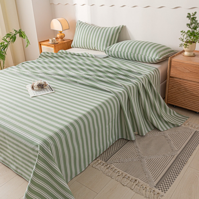 91家纺网 家纺一手货源 找家纺 阿亮家居 2025新款原棉老粗布床单系列 简约生活绿