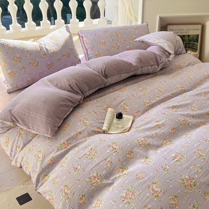 91家纺网 家纺一手货源 找家纺 王朝国际 2025新款皱皱棉印花四件套 花舞