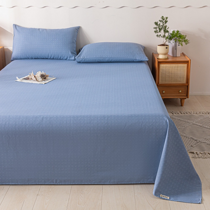 91家纺网 家纺一手货源 找家纺 阿亮家居 2025新款原棉老粗布床单系列 菱形格-蓝