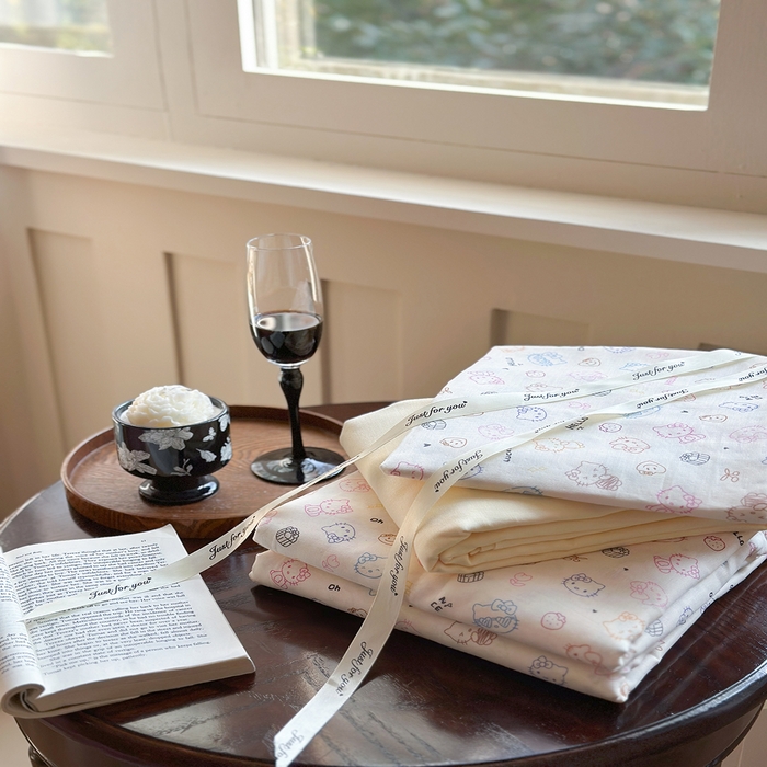 91家纺网 家纺一手货源 找家纺 吉象双层纱叠拍四件套 幸运猫咪