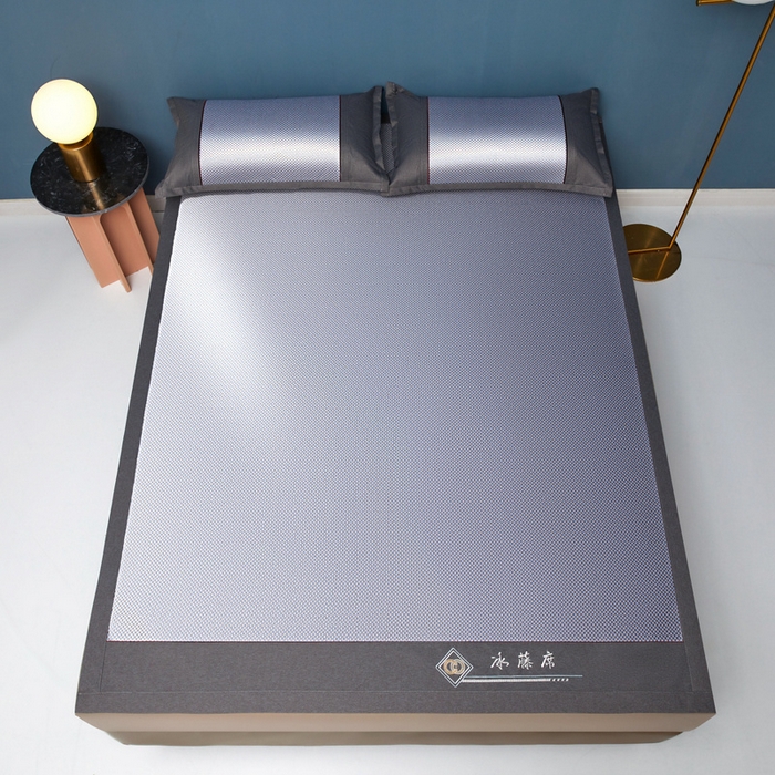 91家纺网 家纺一手货源 找家纺 琪琪阁 2026新款冰藤三明治凉席 星星-雾蓝