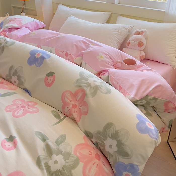 91家纺网 家纺一手货源 找家纺 拾物记 2025新款A类无荧光全喷气全棉12868单被套 花间小兔