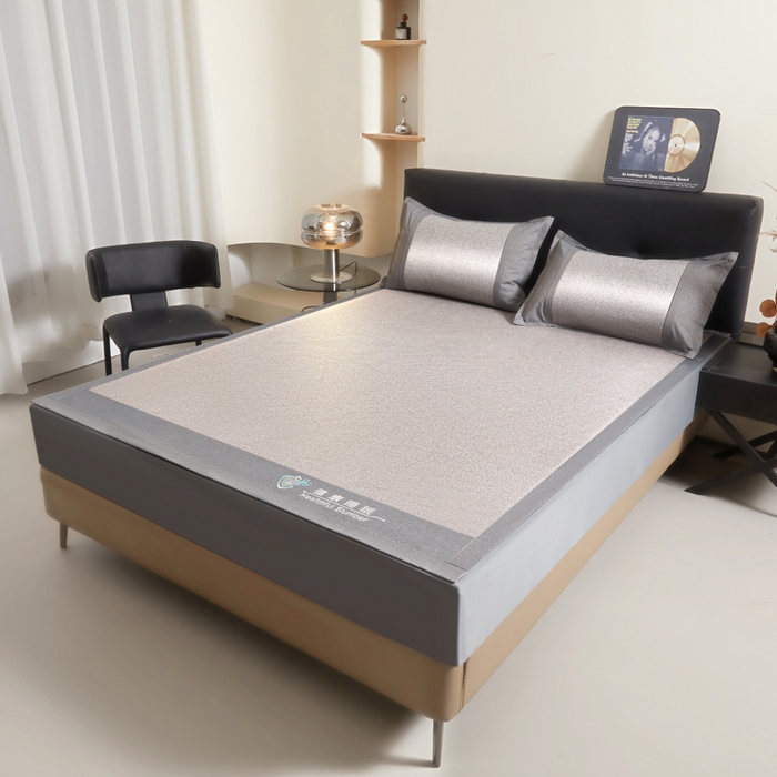 91家纺网 家纺一手货源 找家纺 琪琪阁 2026新款印尼藤双面凉席 银河灰