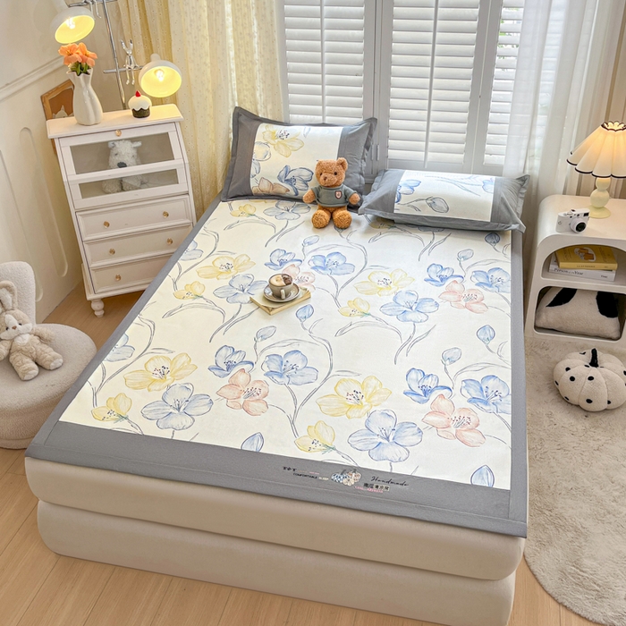 91家纺网 家纺一手货源 找家纺 阿亮家居 2025新款印花冰藤席凉席 百合2