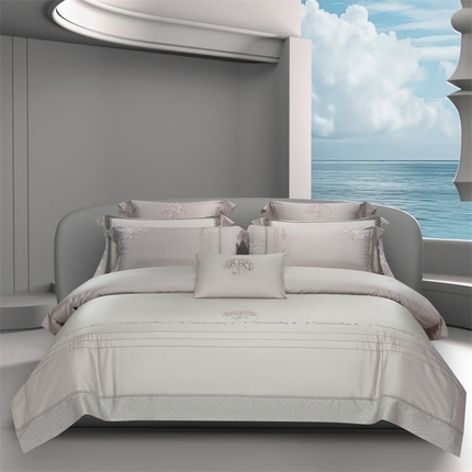 高大尚婚庆馆 2025新款高端绣花四件套-艾莎 艾莎-绅士灰