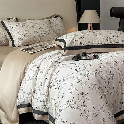 618家纺 2025新款A类60S100支兰精天丝数码印花四件套 艾桠