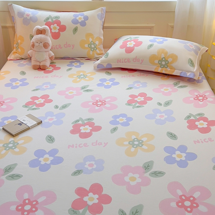 91家纺网 家纺一手货源 找家纺 拾物记 2025新款A类无荧光全喷气全棉12868单床笠 繁花集