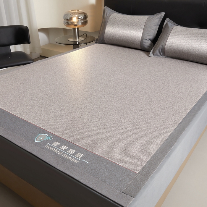 91家纺网 家纺一手货源 找家纺 琪琪阁 2026新款印尼藤双面凉席 银河灰