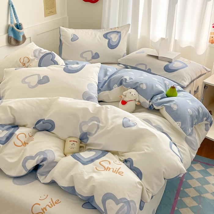 91家纺网 家纺一手货源 找家纺 首尔家纺 2025新款全棉印花四件套小清新系列 小欣喜