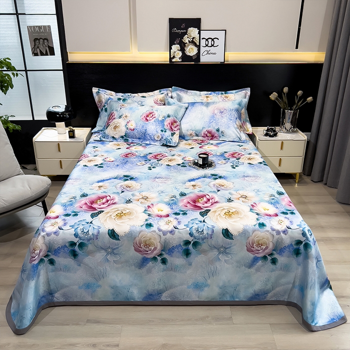 91家纺网 家纺一手货源 找家纺 柏薇 2025新款冰丝床单款凉席三件套系列 盛夏