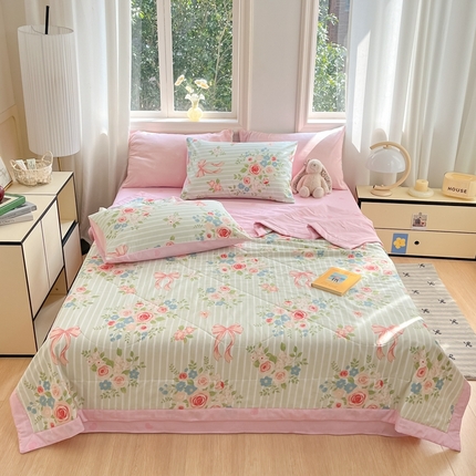 寐眠 2025新款全棉印花夏被 夏被四件套 花兮