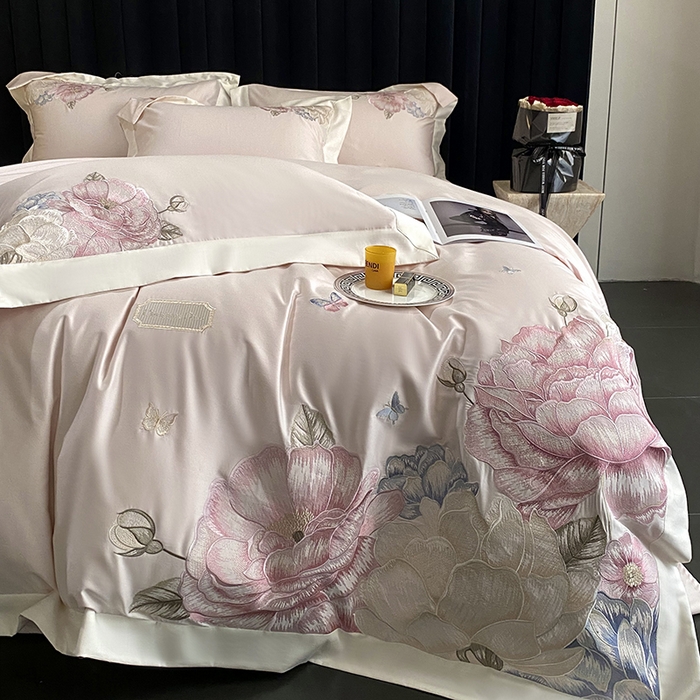 91家纺网 家纺一手货源 找家纺 优悦生活馆 2025新疆长绒棉花迹四件套【控价领券后标准不低于268】 花迹-杏花粉