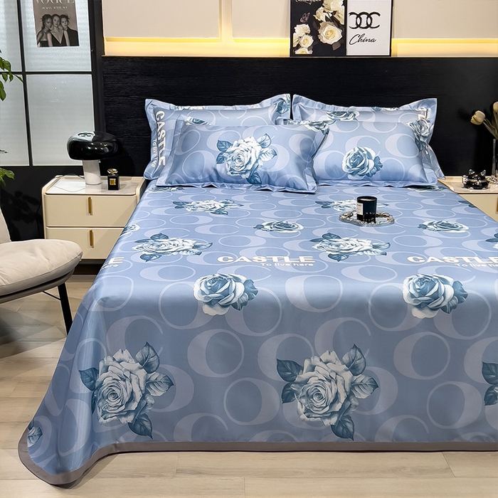 91家纺网 家纺一手货源 找家纺 柏薇 2025新款冰丝床单款凉席三件套系列 雨桐