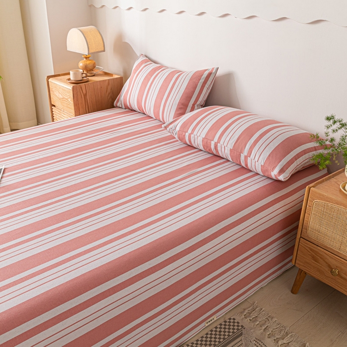 91家纺网 家纺一手货源 找家纺 阿亮家居 2025新款原棉老粗布床单系列 素雅红