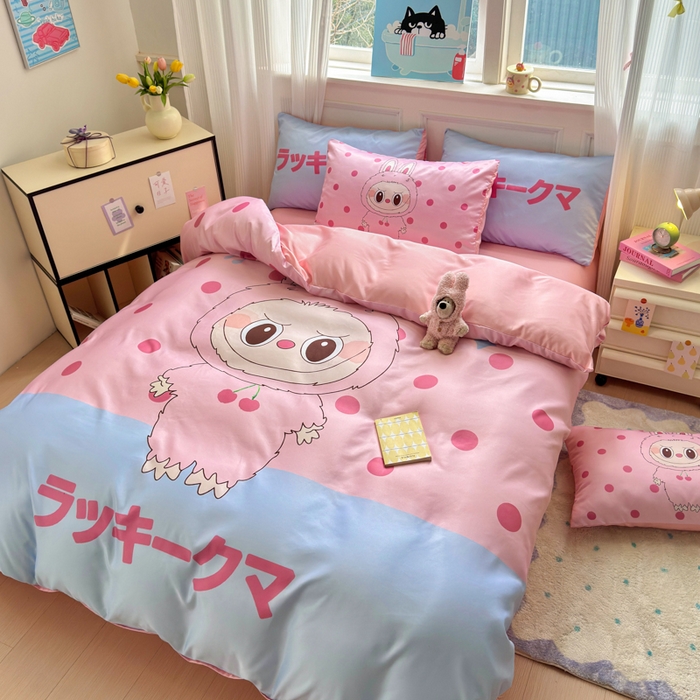 91家纺网 家纺一手货源 找家纺 （总）摩卡（乐趣） 2025新款水洗真丝数码印花卡通兔系列四件套