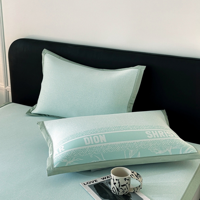 91家纺网 家纺一手货源 找家纺 慕尚家纺 2025春夏新款凉感冰丝提花凉席三件套 水仙 绿