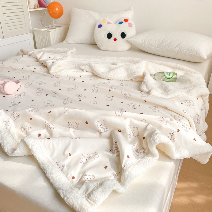 91家纺网 家纺一手货源 找家纺 （总）857家居 2025新款双层针织纱羊羔绒毛毯