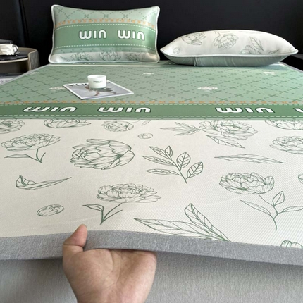 2025新款印花冰丝凉席反面无纺布 冰丝-平铺款-叶语