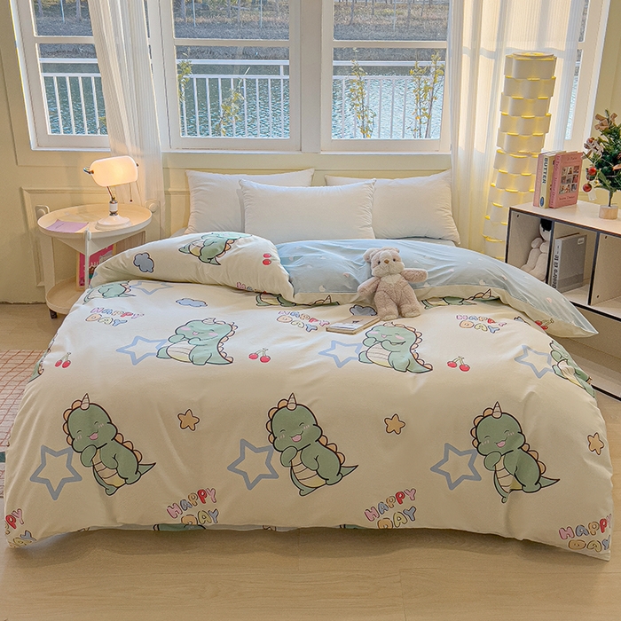 91家纺网 家纺一手货源 找家纺 拾物记 2025新款A类无荧光全喷气全棉12868单被套 恐龙乐园