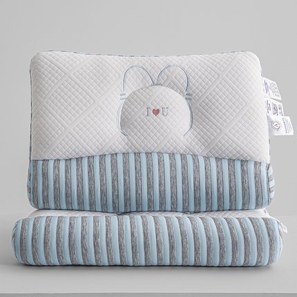 贵夫人 2025春夏新款情侣款深睡SPA枕枕头枕芯-兔子刺绣 蓝色 42x65cm/只 中枕