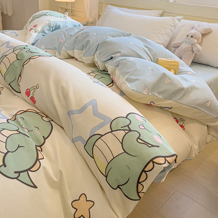 91家纺网 家纺一手货源 找家纺 拾物记 2025新款A类无荧光全喷气全棉12868单被套 恐龙乐园