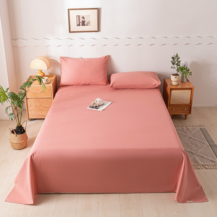 91家纺网 家纺一手货源 找家纺 阿亮家居 2025新款原棉老粗布床单系列 肉桂粉