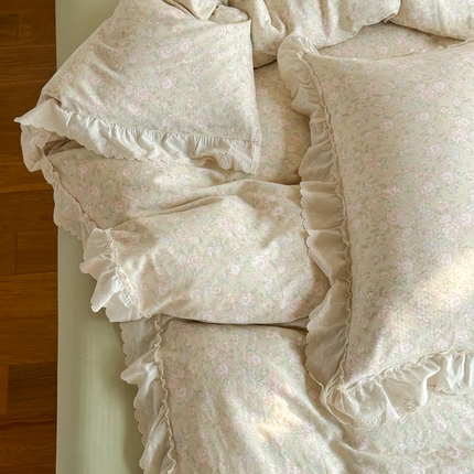 91家纺网 家纺一手货源 找家纺 （总）TT.one 塔塔家居 2025新款全棉双层纱复古立体花边系列