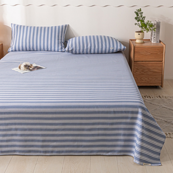 91家纺网 家纺一手货源 找家纺 瑞禾家纺（原阿亮） 2025新款原棉老粗布床单系列 简约生活蓝