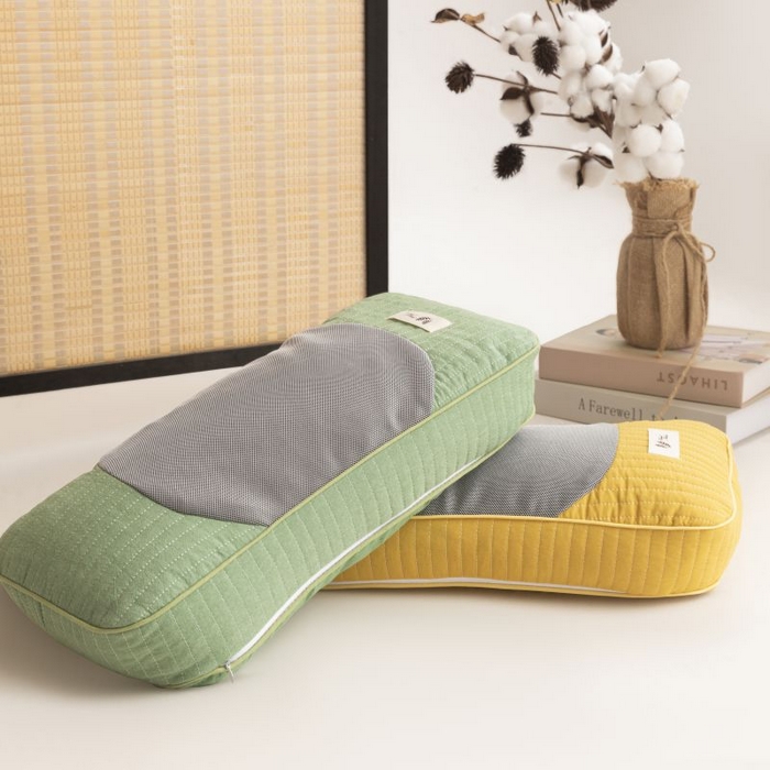 91家纺网 家纺一手货源 找家纺 露函家居 2025新款全棉砂洗元宝荞麦枕枕头枕芯 灰色