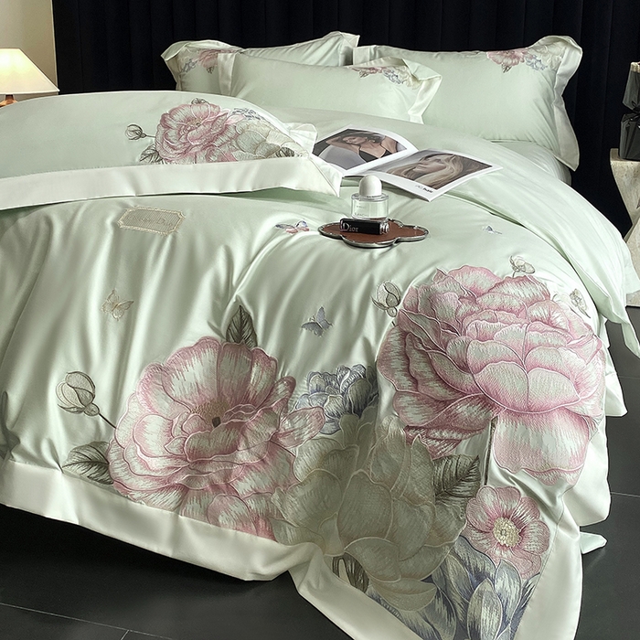 91家纺网 家纺一手货源 找家纺 优悦生活馆 2025新疆长绒棉花迹四件套【控价领券后标准不低于268】 花迹-麦田绿