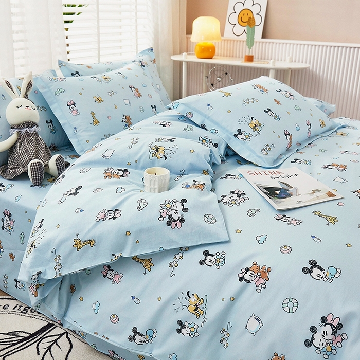 91家纺网 家纺一手货源 找家纺 名优家纺 2025新款A类全棉纯棉韩版印花四件套 米奇乐园