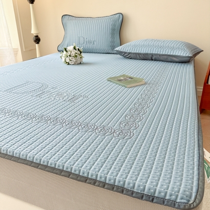 首尔家纺 2025新款大版凉感丝凉席 花样年华-蓝