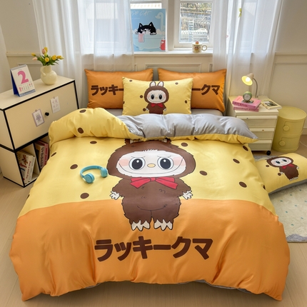 摩卡（乐趣） 2025新款水洗真丝数码印花卡通兔系列四件套 薯饼兔