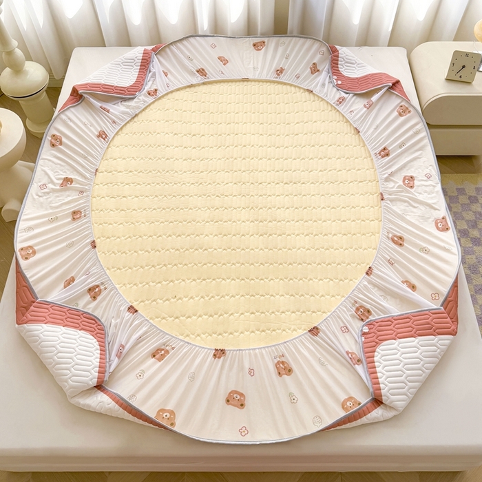 91家纺网 家纺一手货源 找家纺 希廷顿 2025新款大版印花乳胶凉席床笠款三件套 PUPPY熊