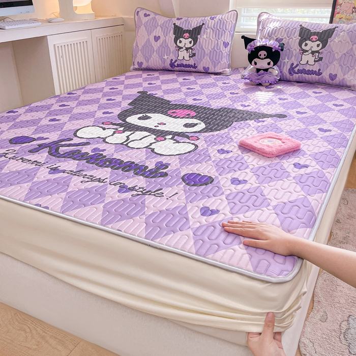 91家纺网 家纺一手货源 找家纺 金爱家 2025新款三丽鸥乳胶凉席大版床笠款 床笠款-桃心库洛米