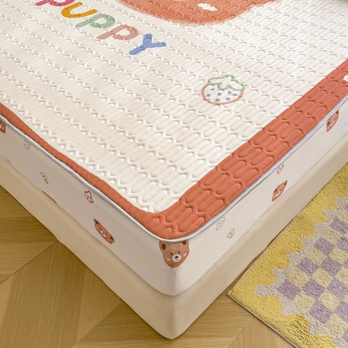 91家纺网 家纺一手货源 找家纺 希廷顿 2025新款大版印花乳胶凉席床笠款三件套 PUPPY熊