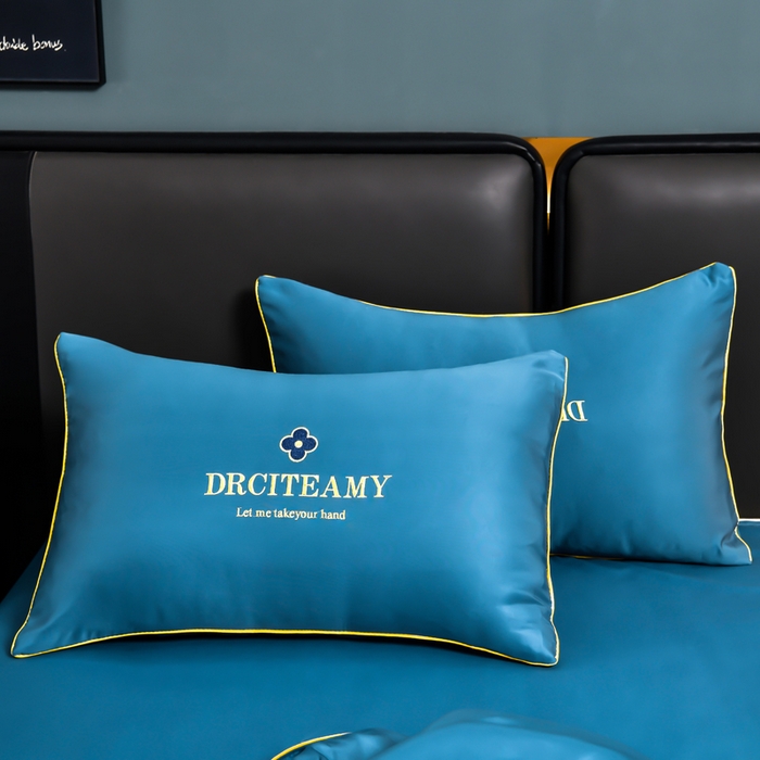 91家纺网 家纺一手货源 找家纺 伊梵居 2025新款水洗真丝刺绣夏被四件套 梵花-月光蓝