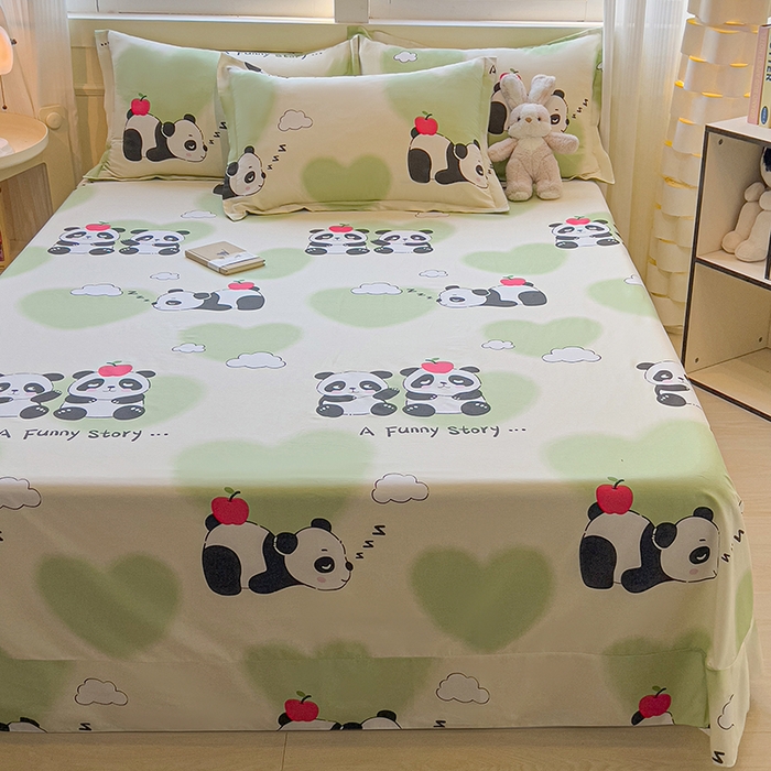 91家纺网 家纺一手货源 找家纺 拾物记 2025新款A类无荧光全喷气全棉12868单床单 熊猫趣事