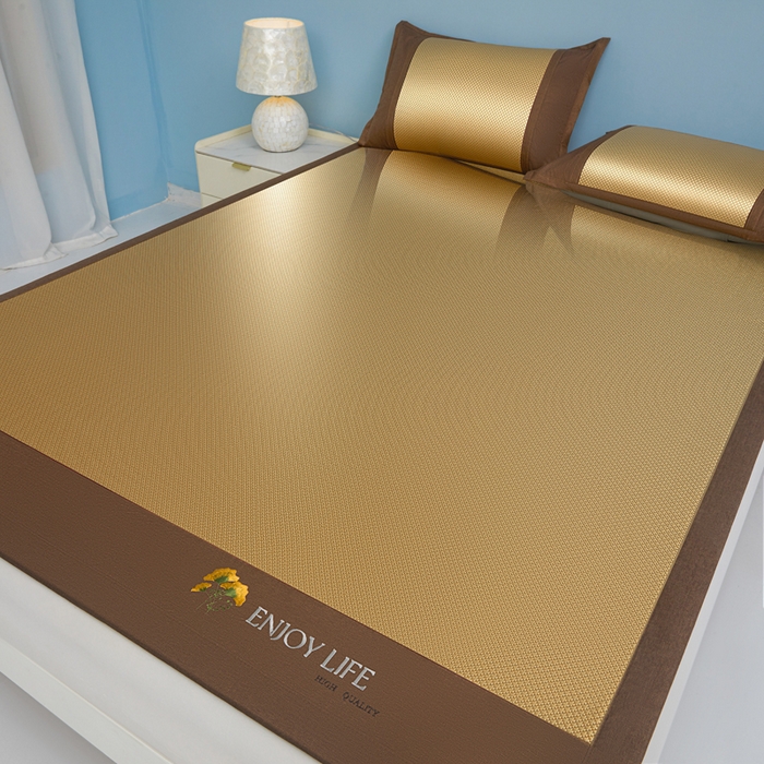 91家纺网 家纺一手货源 找家纺 琪琪阁 2026新款冰藤三明治凉席 小米花-金色