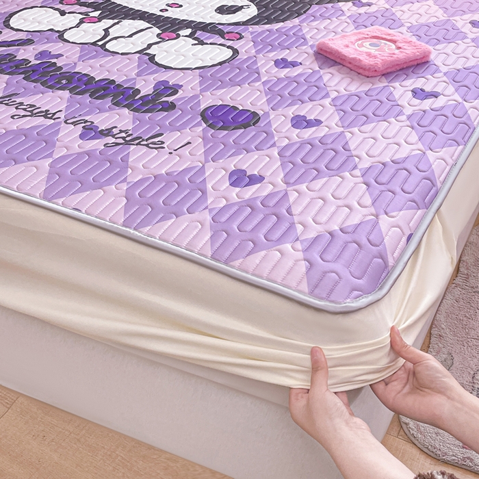 91家纺网 家纺一手货源 找家纺 金爱家 2025新款三丽鸥乳胶凉席大版床笠款 床笠款-桃心库洛米