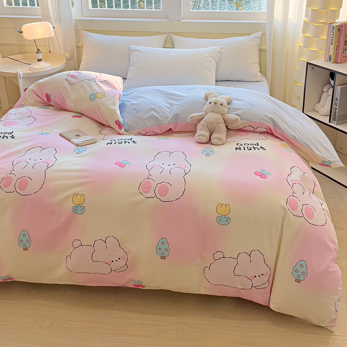 91家纺网 家纺一手货源 找家纺 拾物记 2025新款A类无荧光全喷气全棉12868单被套 可欣兔