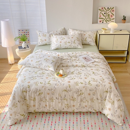 91家纺网 家纺一手货源 找家纺 于果 2025新款全棉双层纱四件套（第三批） 枝意