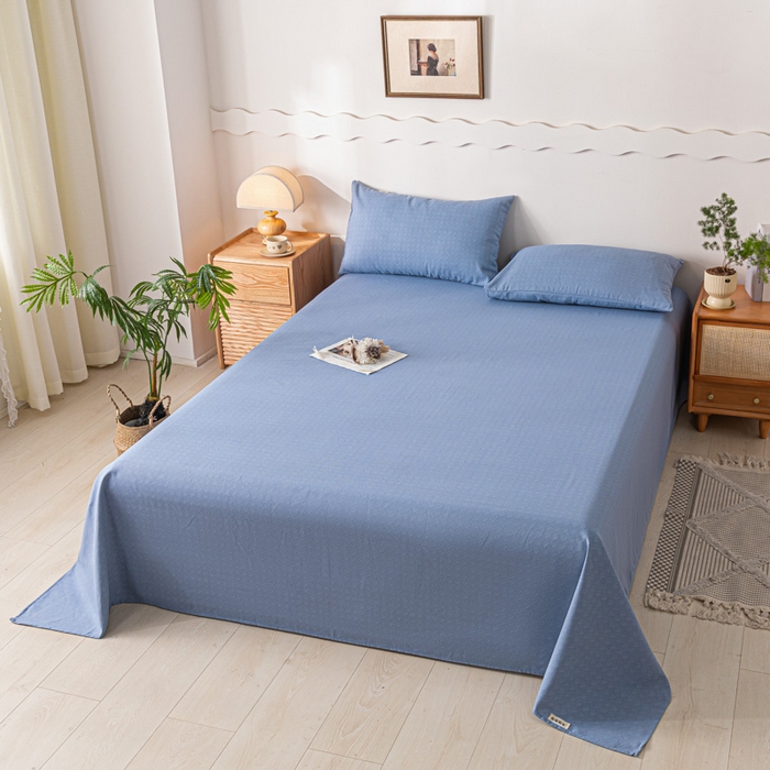 91家纺网 家纺一手货源 找家纺 阿亮家居 2025新款原棉老粗布床单系列 菱形格-蓝