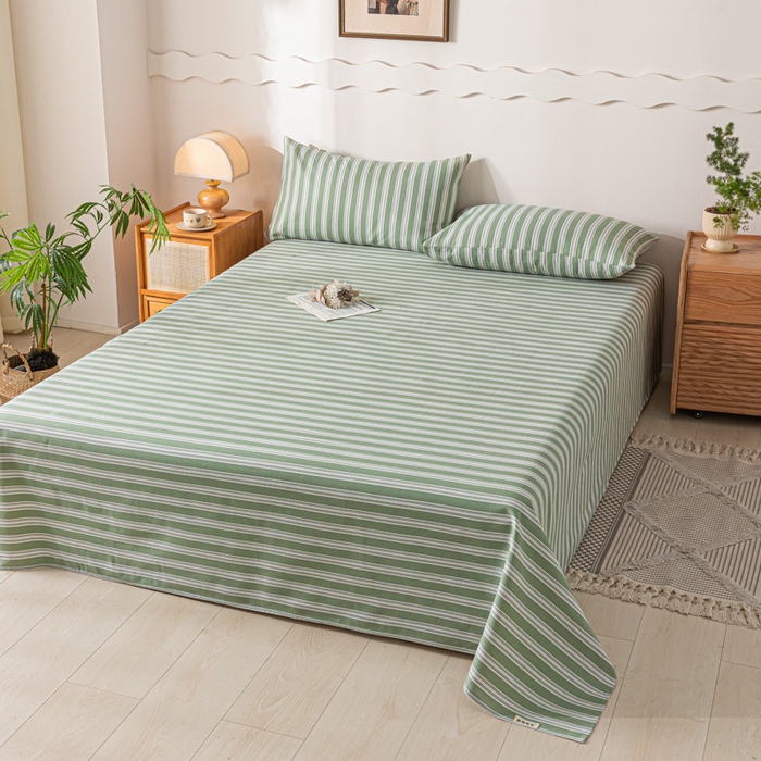 91家纺网 家纺一手货源 找家纺 阿亮家居 2025新款原棉老粗布床单系列 简约生活绿