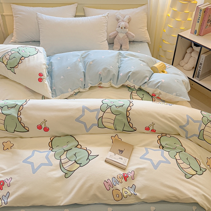 91家纺网 家纺一手货源 找家纺 拾物记 2025新款A类无荧光全喷气全棉12868单被套 恐龙乐园