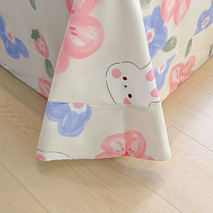 91家纺网 家纺一手货源 找家纺 拾物记 2025新款A类无荧光全喷气全棉12868单床单 花间小兔