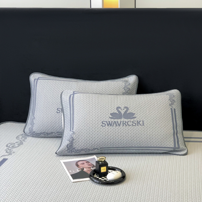 91家纺网 家纺一手货源 找家纺 首尔家纺 2025新款大版凉感丝凉席 天鹅-高级灰