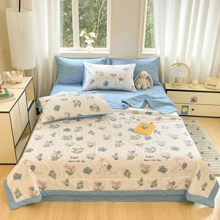91家纺网 家纺一手货源 找家纺 寐眠 2025新款全棉印花夏被 夏被四件套 知趣