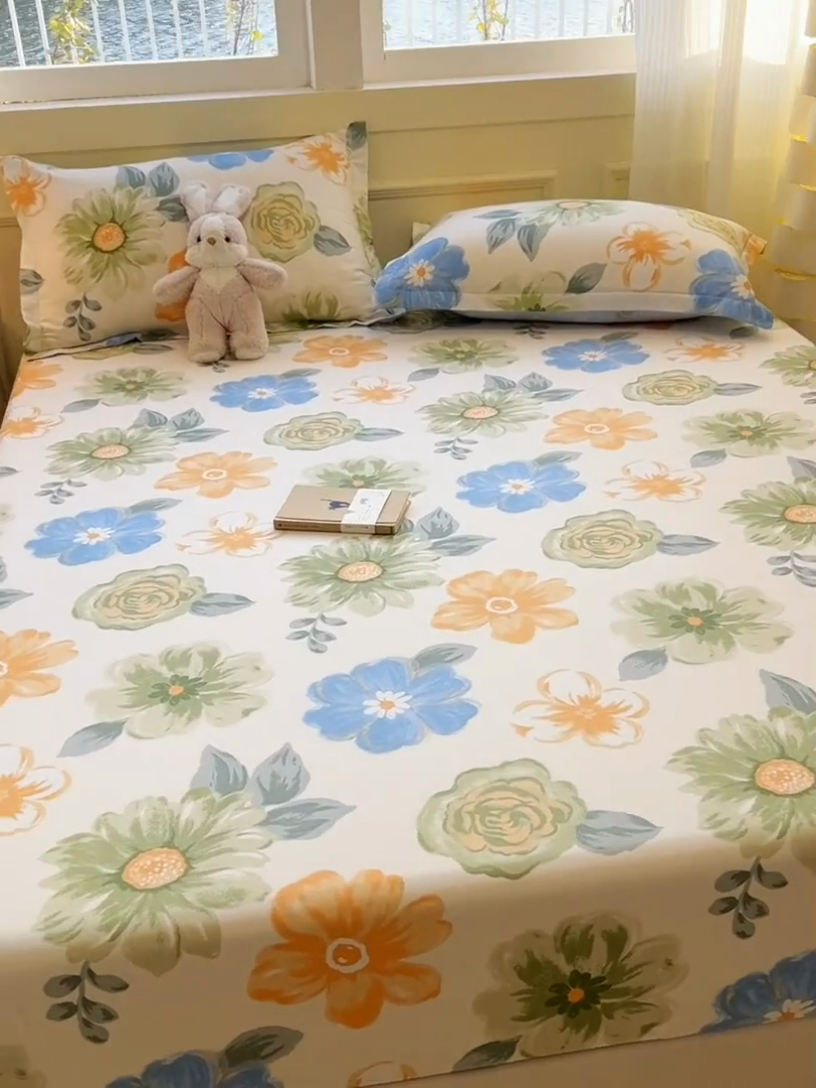 91家纺网 家纺一手货源 找家纺 拾物记 2025新款A类无荧光全喷气全棉12868单床笠 南笙梦境